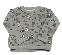 Sivá melírovaná mikina s motýly Papagino