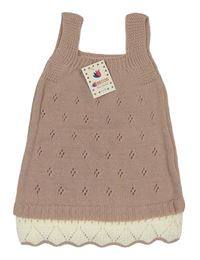 Nové - Pudrovo-biele perforované svetrové šaty