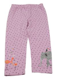 Lila bodkovaná é capri legíny so zvířaty Topolino