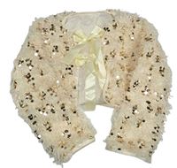 Krémové chlupaté podšité bolerko s flitry Shein