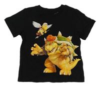 Černé tričko s Králem Koopa - Mario H&M