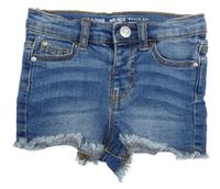 Modré rifľové mid rise kraťasy Denim Co.