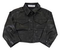 Čierna koženková košeľová crop bunda Zara