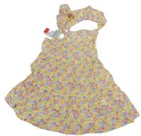 Žluto-lila květované lehké šaty Primark