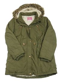 Khaki šusťáková zateplená parka s kapucí George