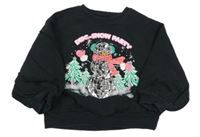 Čierna mikina s tučňákem z flitrů Next