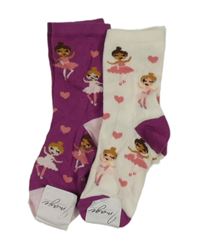 Nové - 2x ponožky - bielo-ružové ponožky s baletkami