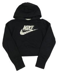 Černá crop mikina s logem a kapucí Nike