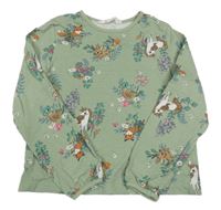 Zelené triko se zvířátky H&M