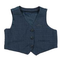 Tmavomodrá vzorovaná společenská vesta Rebel