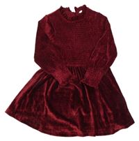 Rubínové sametové žebrované šaty M&S