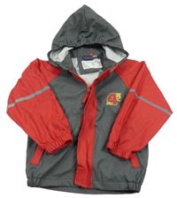 Sivo-červená nepromokavá bunda s číslom a kapucňou Lupilu