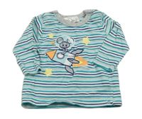 Světlemodro-šedé pruhované triko s myškou Ergee