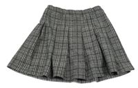 Sivo-čierna kockovaná skladaná úpletová sukňa C&A