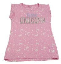 Světlerůžové vzorované tričko s nápisem Y.F.K.