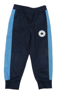 Tmavomodré sportovní tepláky s modrým pruhem a logem Converse