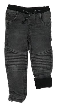 Sivé podšité skinny rifle s čierným úpletovým pasom Impidimpi