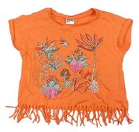 Oranžové tričko s palmami a dívkou C&A