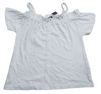 Biele rebrované tričko s gombíkmi Primark