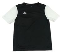Čierno-biele športové funkčné tričko s logom zn. Adidas