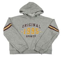 Světlešedá crop mikina s nápisy a kapucí H&M