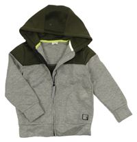 Šedo-khaki propínací mikina s kapucí F&F
