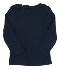 Tmavomodré žebrované triko Primark