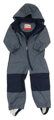 Tmavomodrá melírovaná softshellová kombinéza s kapucňou TCM