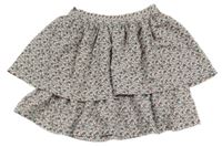 Bielo-tmavomodro-oranžová kětovaná vrstvená sukňa