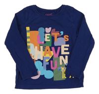 Tmavomodré triko s potiskem a nápisy Next