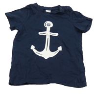 Tmavomodré tričko s kotvou H&M