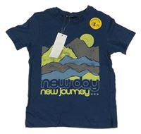 Nové - Tmavomodré tričko s horami a nápisy George