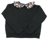 Čierna mikina s leopardím golierikom George