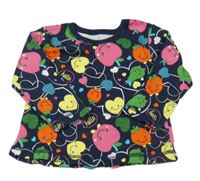 Tmavomodro-farebné tričko s ovociem a srdiečkami George