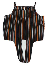 Čierno-rezavo-biely pruhovaný crop top s vázáním New Look