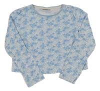 Svetlomodré kvetované crop tričko Matalan