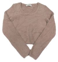 Lila chlpatý crop sveter H&M