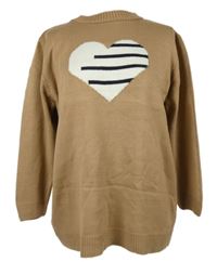 Dámský světlehnědý svetr se srdíčkem 