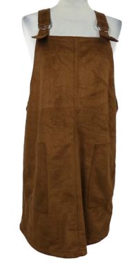 Dámské hnědé semišové laclové šaty Primark 