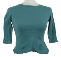 Dámske modrozelené rebrované crop tričko