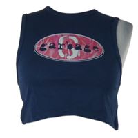 Dámsky tmavomodrý crop top s nápisom