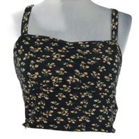 Dámsky čierny kvetovaný crop top New Look