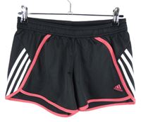 Dámske čierno-ružové športové kraťasy s pruhmi Adidas