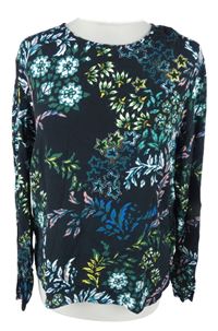 Dámska tmavomodrá kvetovaná blúzka H&M