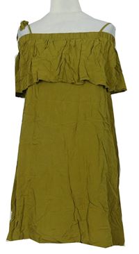 Dámske olivové šaty s volánikom H&M