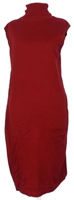 Dámske červené svetrové šaty s rolákom Bonpix