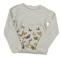 Svetlobéžový ľahký sveter s motýlikmi H&M
