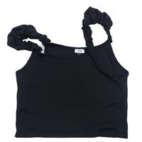 Čierny rebrovaný crop top River Island