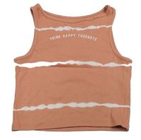 Ružový rebrovaný crop top s prúžkami a nápisom Primark