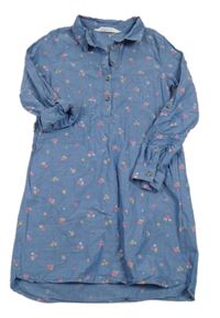 Modré květinové šaty H&M